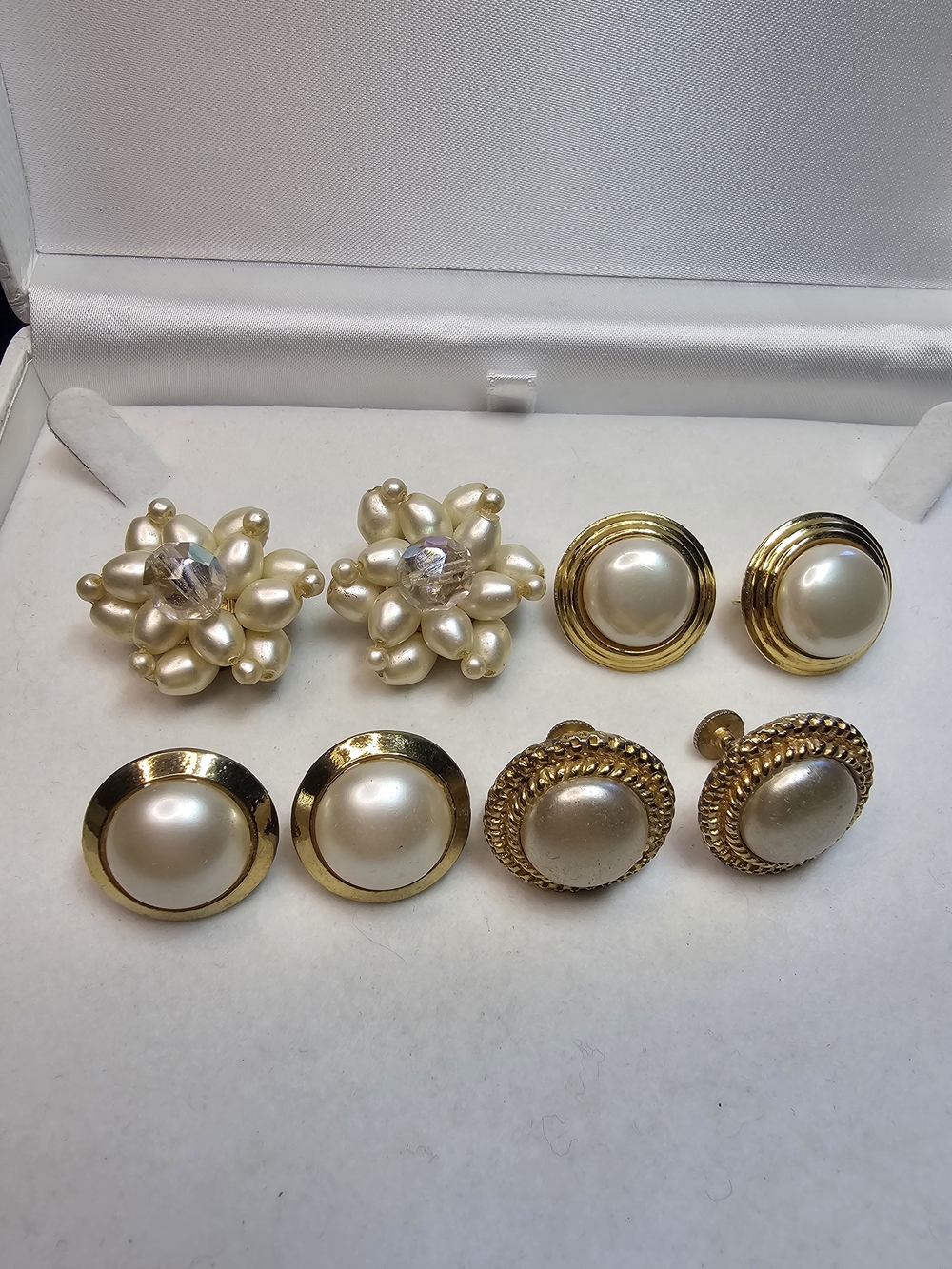 Classic Pearl and Gold-Tone Button Earring Sets